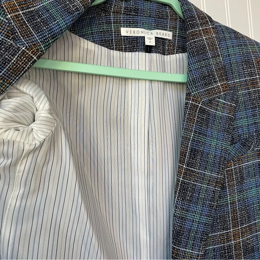 Veronica Beard Martel Dickey Jacket Blue Multi Plaid Blazer size 2 - Picture 6 of 15
